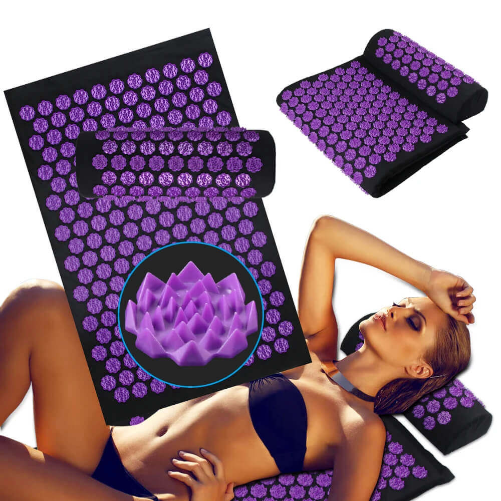 Eco-Linen Acupressure Mat and Pillow Set - Back & Neck Pain Relief