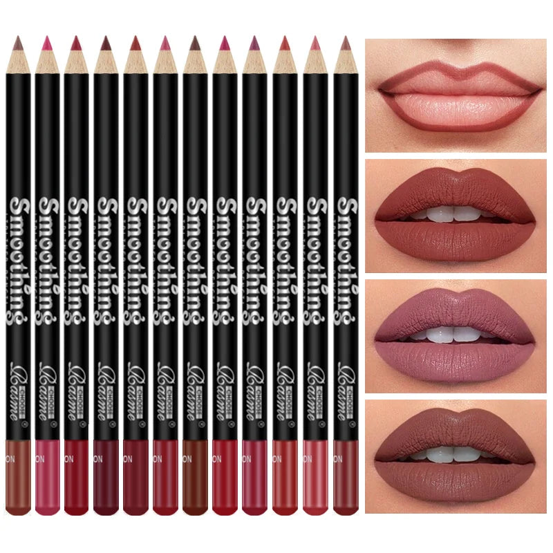 12-Piece Matte Lipstick Set with Lip Liner Pencil – Long-Lasting Lip Gloss Makeup Kit for Women