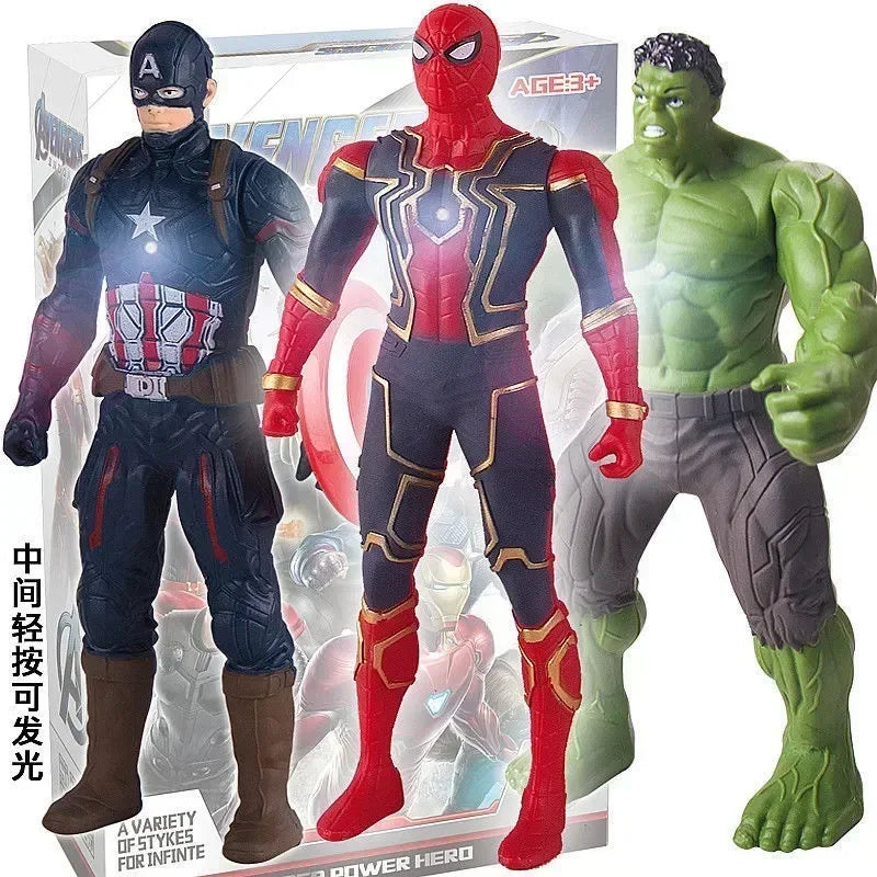 17cm Marvel Superhero Action Figure Toy – Spiderman, Hulk & Iron Man Glow Doll for Kids