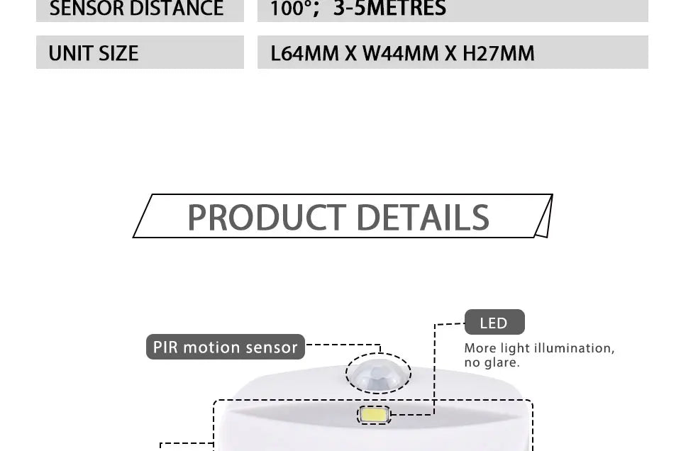 LED Motion Sensor Night Light – Smart Auto ON/OFF Cabinet Lamp