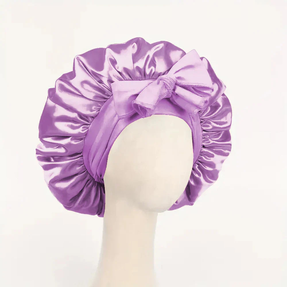 Adjustable Satin Sleep Bonnet with Tie Band for Women & Men