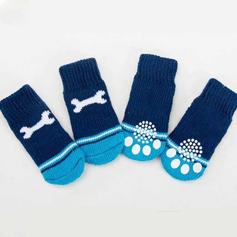 4pcs Winter Pet Socks – Anti-Slip Warm Knit Paw Protector
