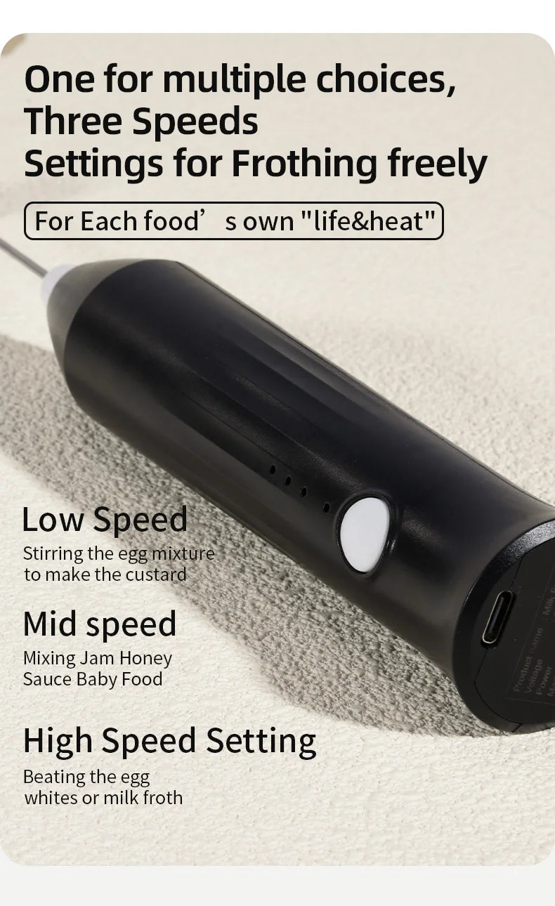 Electric Milk Frother & Egg Beater – USB Rechargeable Handheld Whisk