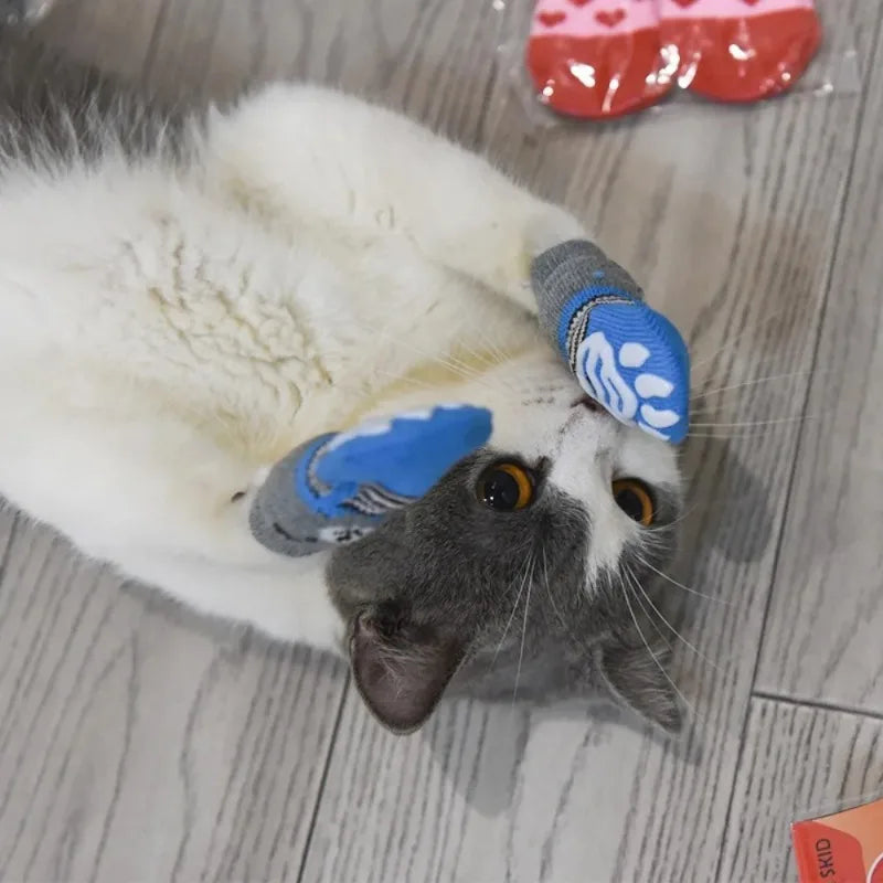 4pcs Winter Pet Socks – Anti-Slip Warm Knit Paw Protector