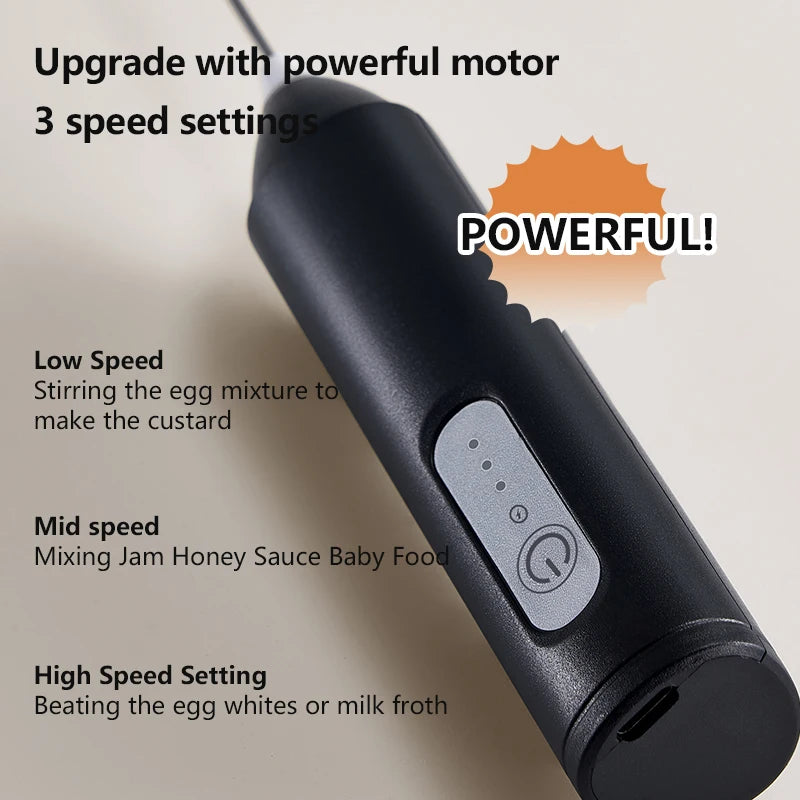 Electric Milk Frother & Egg Beater – USB Rechargeable Handheld Whisk