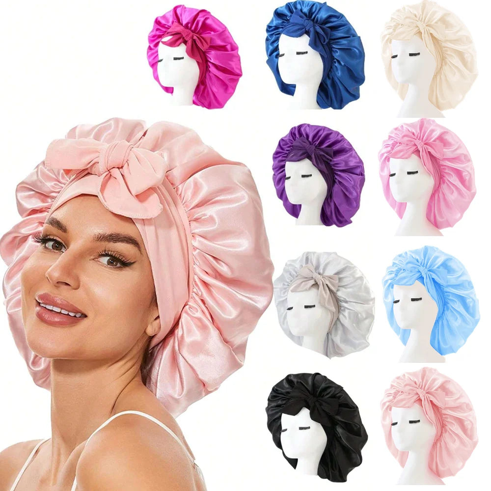 Satin Silk Hair Bonnet – Adjustable Sleeping Bonnet for Women & Men