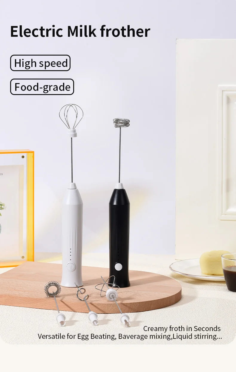 Electric Milk Frother & Egg Beater – USB Rechargeable Handheld Whisk