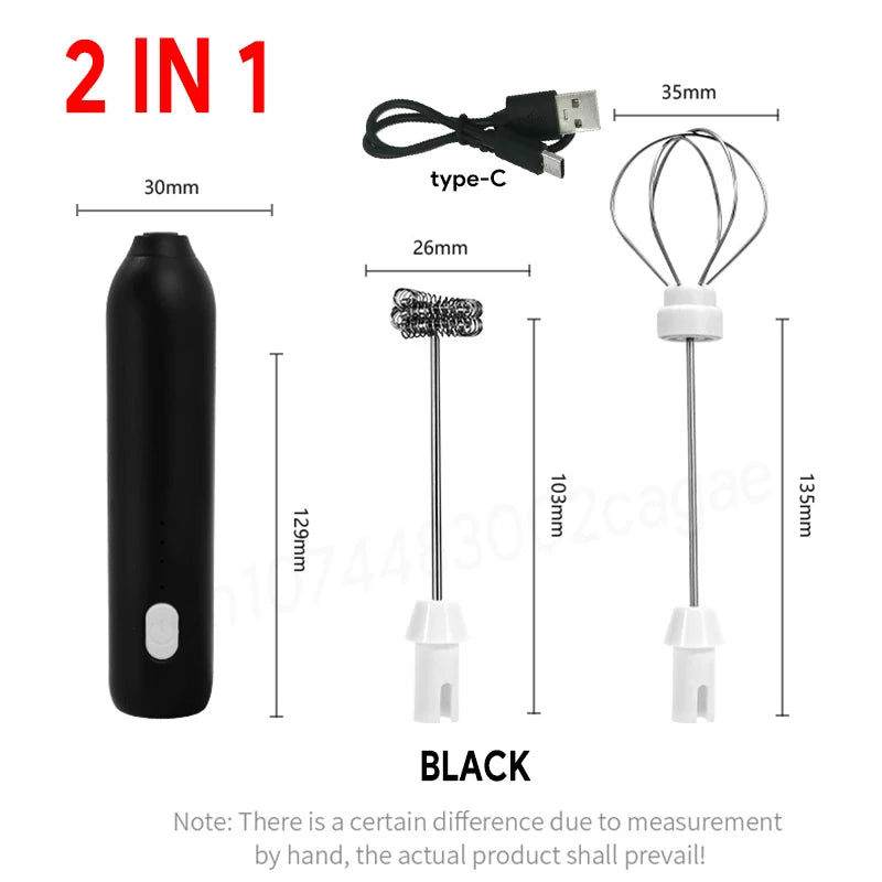 Electric Milk Frother & Egg Beater – USB Rechargeable Handheld Whisk