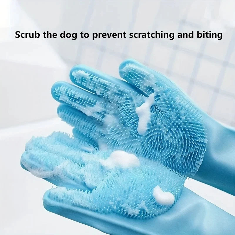 Silicone Pet Grooming Glove – Bathing Scrubber & Hair Removal