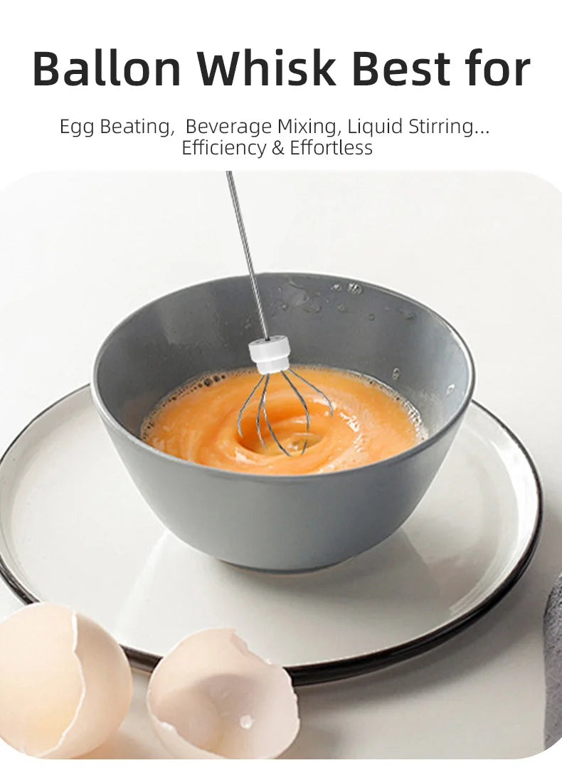 Electric Milk Frother & Egg Beater – USB Rechargeable Handheld Whisk