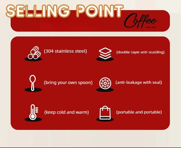 Double Layer Stainless Steel Coffee Mug – 400ML Insulated Cup