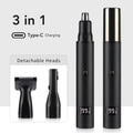 3-in-1 Rechargeable Nose Hair Trimmer with Facial Grooming Heads