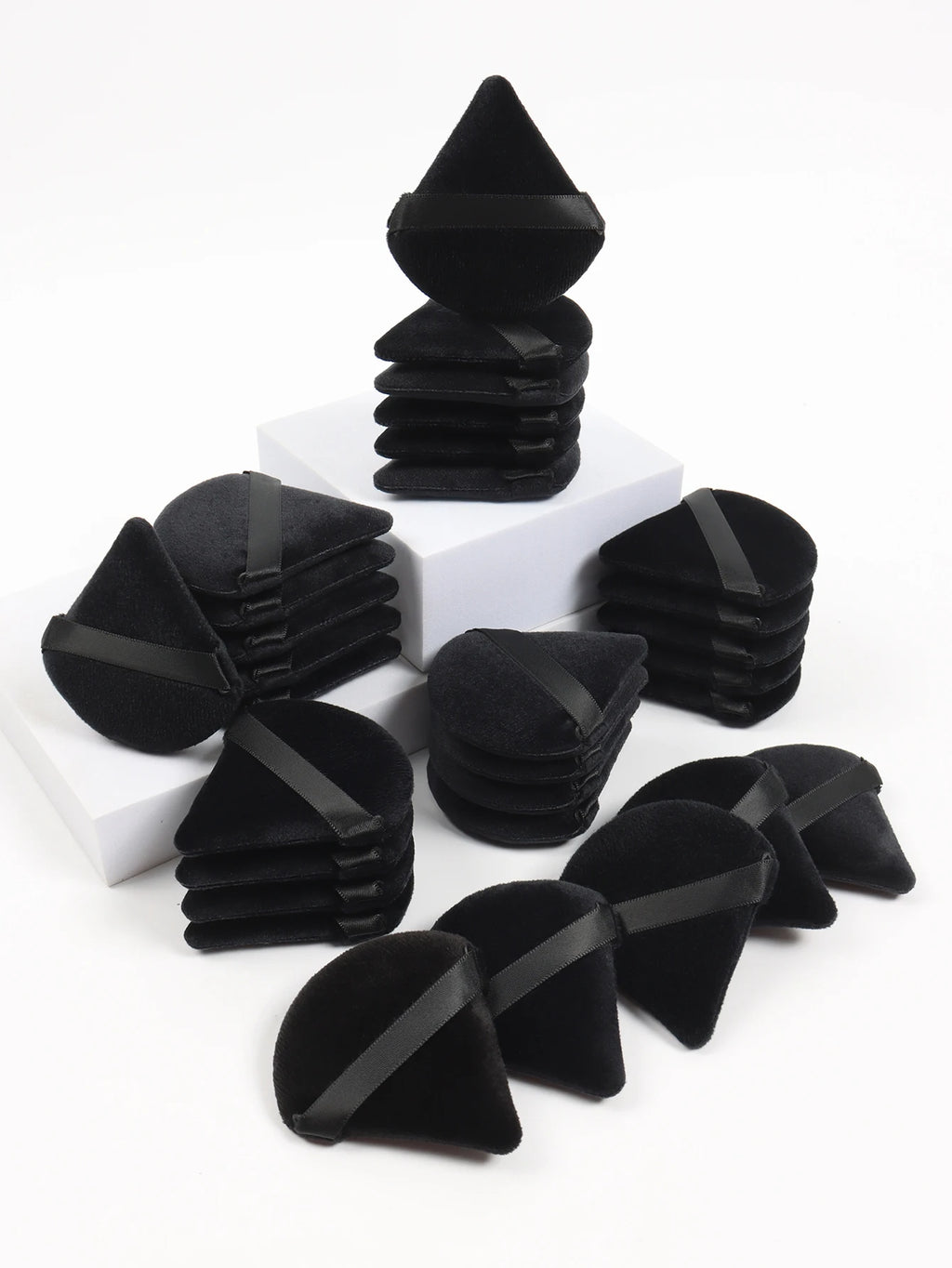 Black Triangle Powder Puff Set – Soft Velvet Makeup Sponge for Foundation & Face Powder