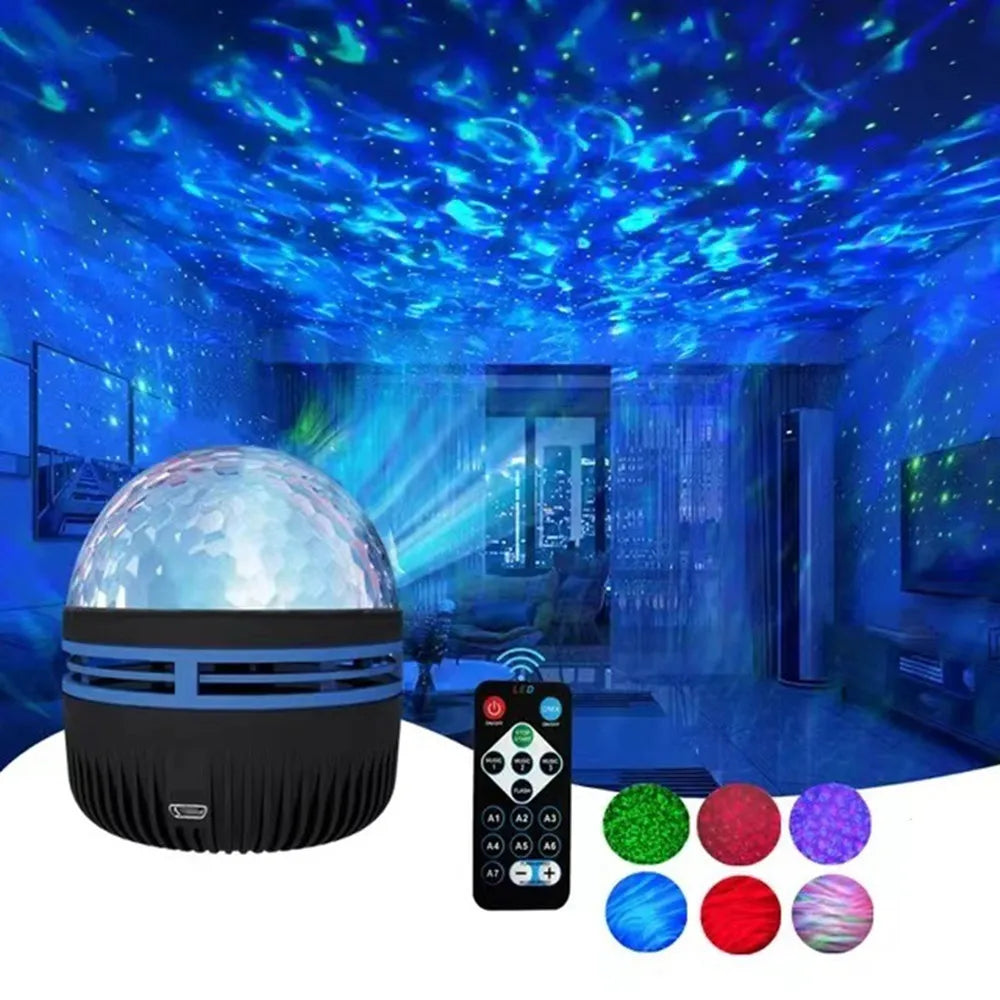 Aurora Galaxy Projector Night Light with Remote | USB 360° Rotating Lamp