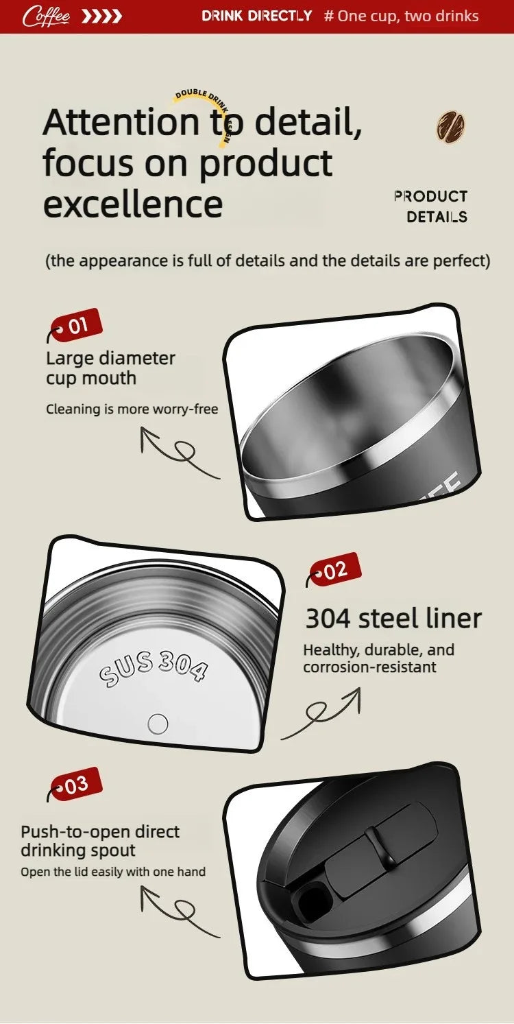 Double Layer Stainless Steel Coffee Mug – 400ML Insulated Cup