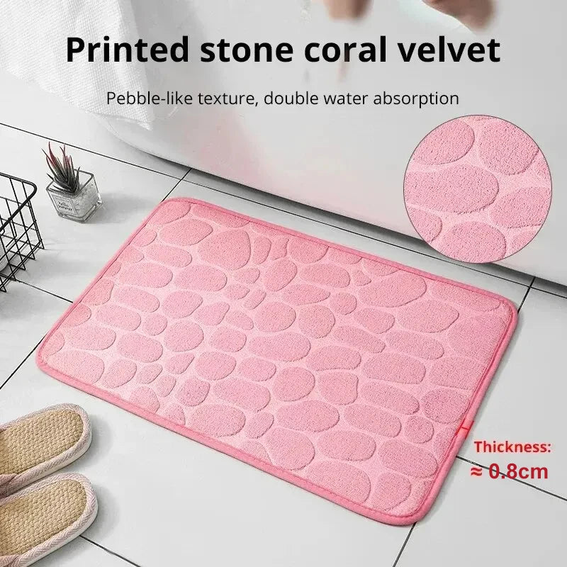 Embossed Pebble Bath Mat – Anti-Slip Bathroom & Living Room Rug
