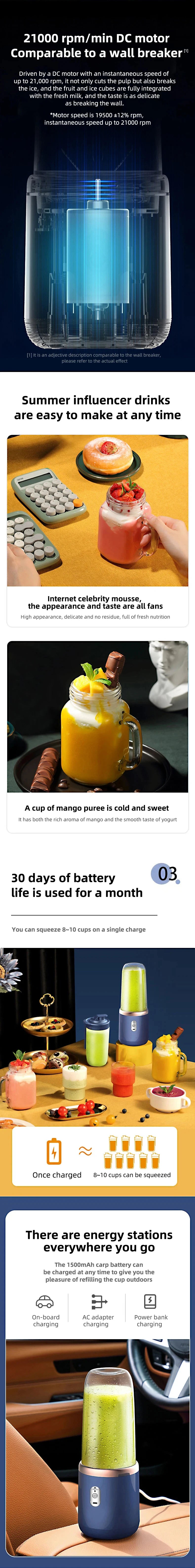 Portable USB Mini Juicer Cup – Handheld Travel Blender
