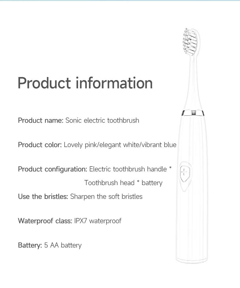 Electric Toothbrush for Adults – Soft DuPont Bristles Waterproof