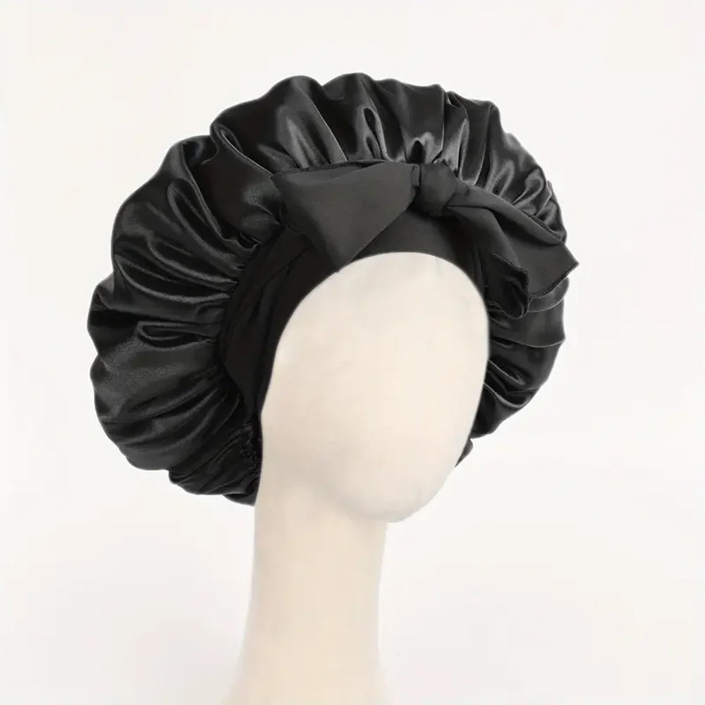 Satin Silk Hair Bonnet – Adjustable Sleeping Bonnet for Women & Men