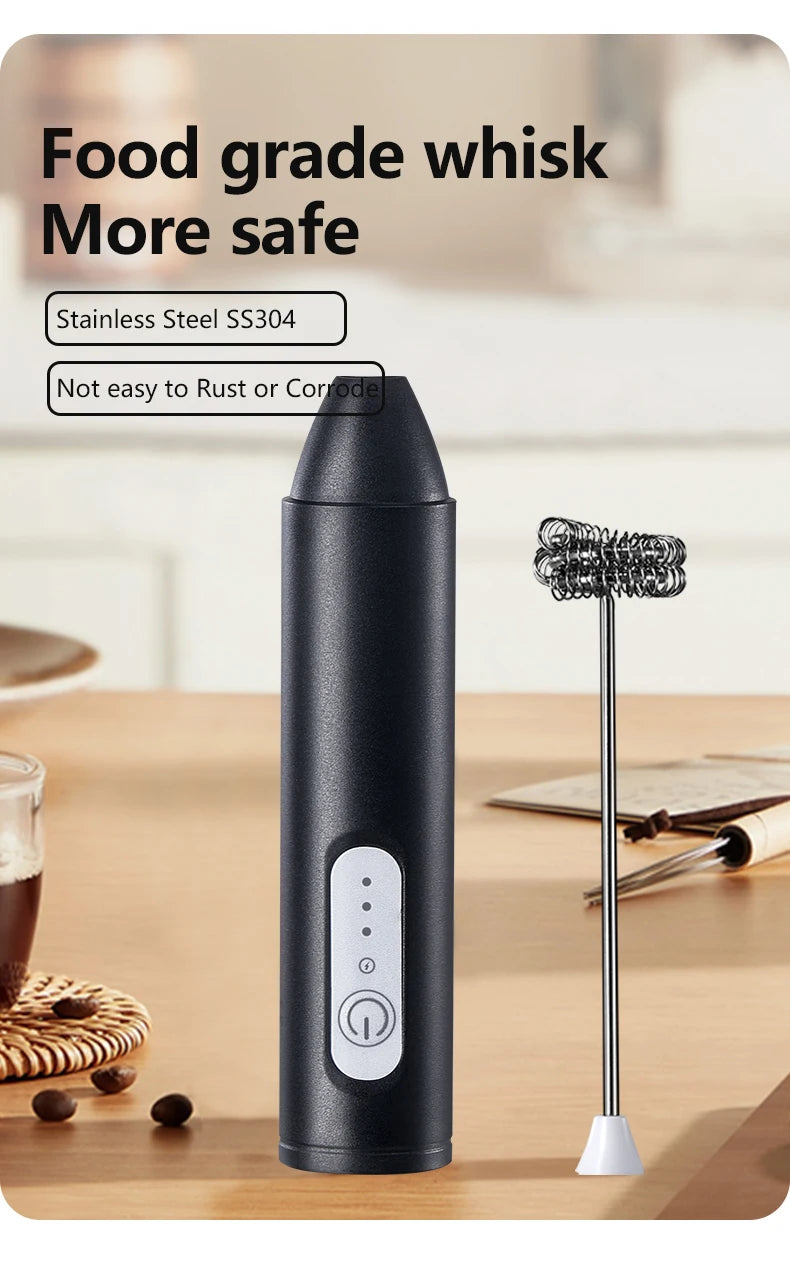 Electric Milk Frother & Egg Beater – USB Rechargeable Handheld Whisk