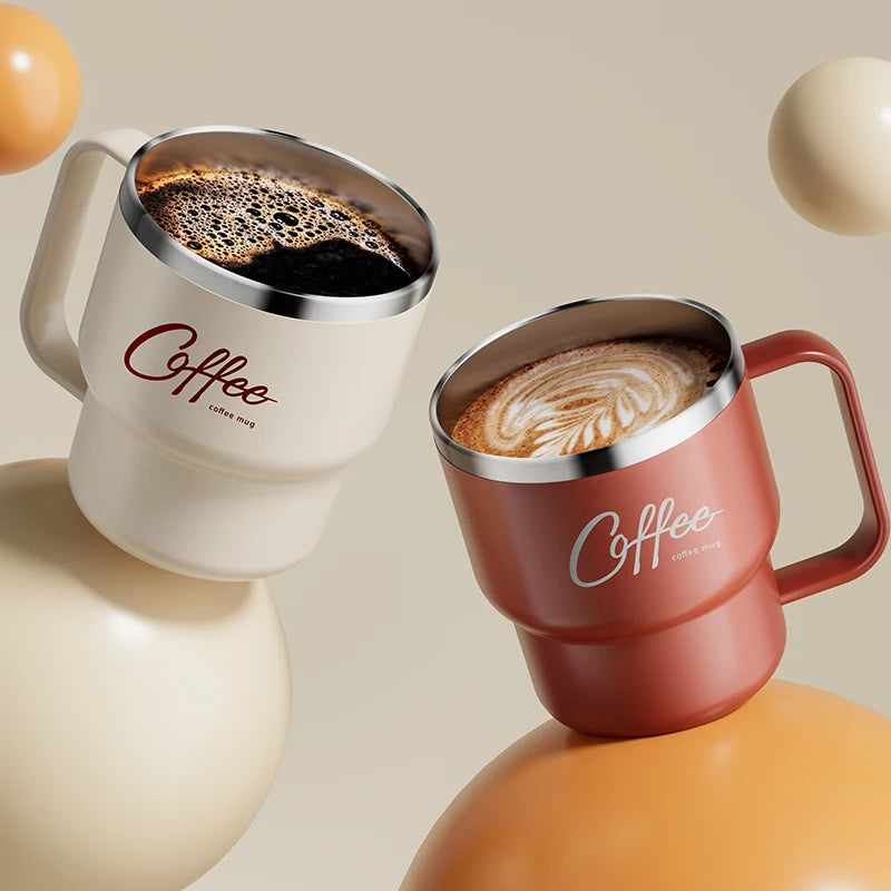 Double Layer Stainless Steel Coffee Mug – 400ML Insulated Cup