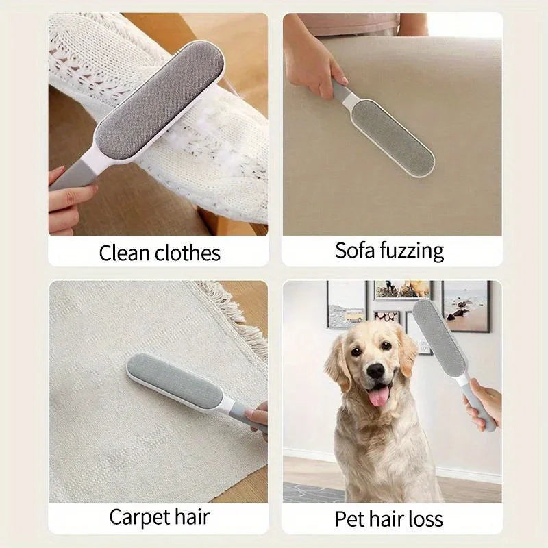 Double-Sided Pet Hair Remover – Reusable Lint Brush for Sofa & Clothes
