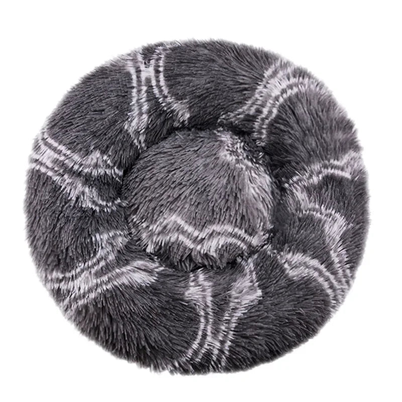 Round Plush Pet Bed – Soft Calming Bed for Dogs & Cats