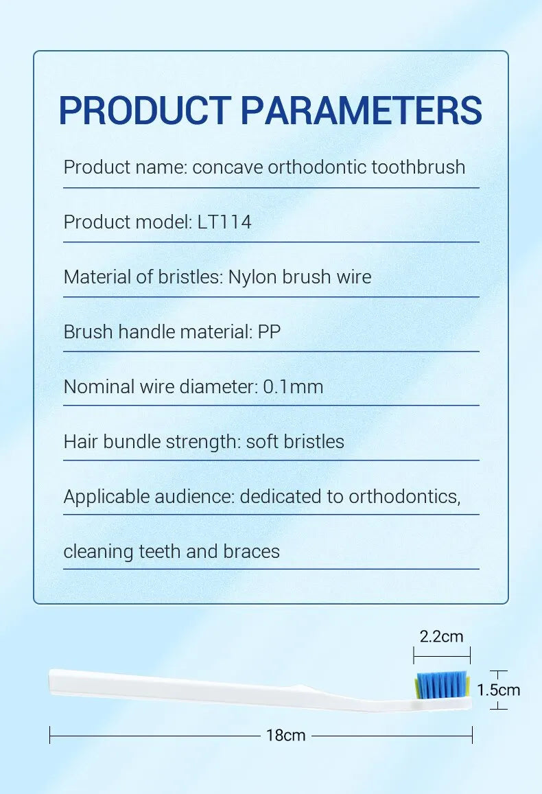 3PCS Orthodontic Soft Bristle Toothbrush Set for Braces Care