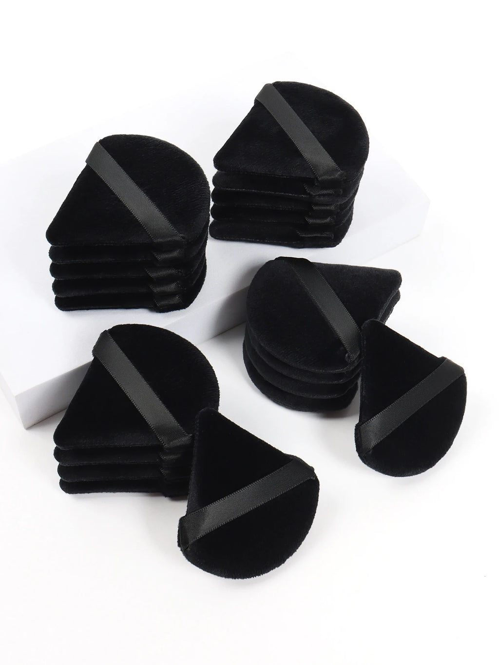 Black Triangle Powder Puff Set – Soft Velvet Makeup Sponge for Foundation & Face Powder