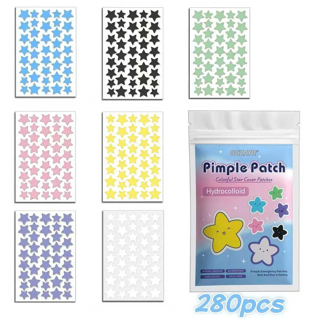 Seven-Color Star Pimple Patch Set – Invisible Hydrocolloid Acne Dots for Gentle Skincare