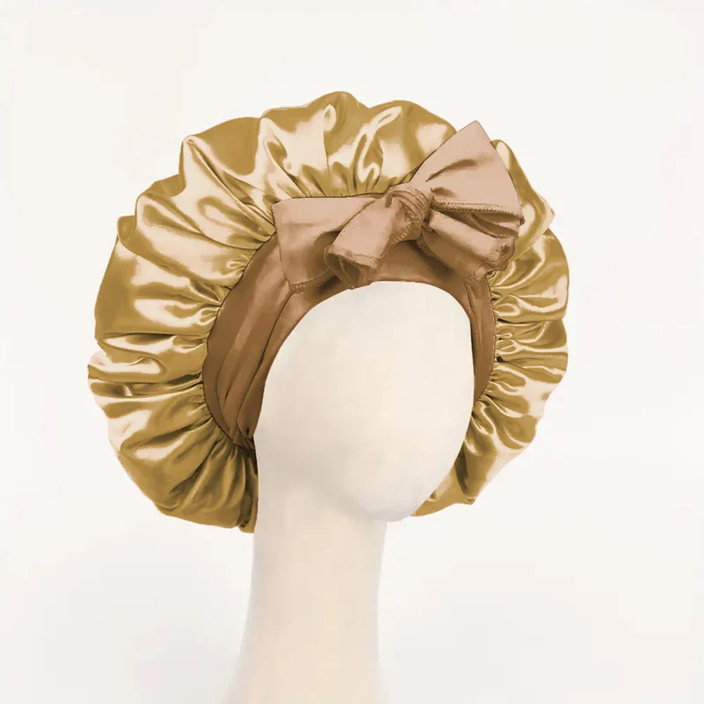 Adjustable Satin Sleep Bonnet with Tie Band for Women & Men