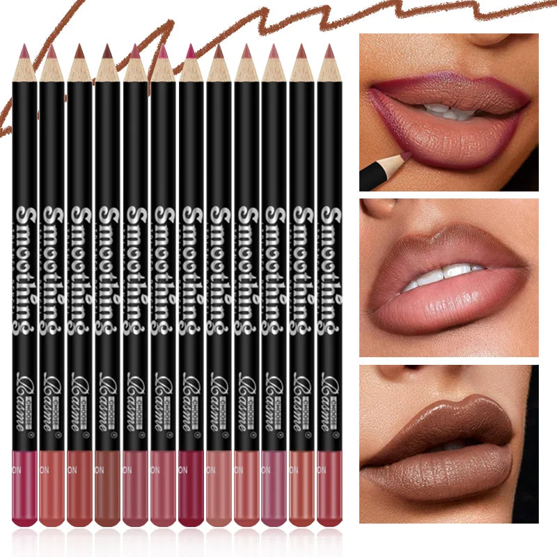12-Piece Matte Lipstick Set with Lip Liner Pencil – Long-Lasting Lip Gloss Makeup Kit for Women