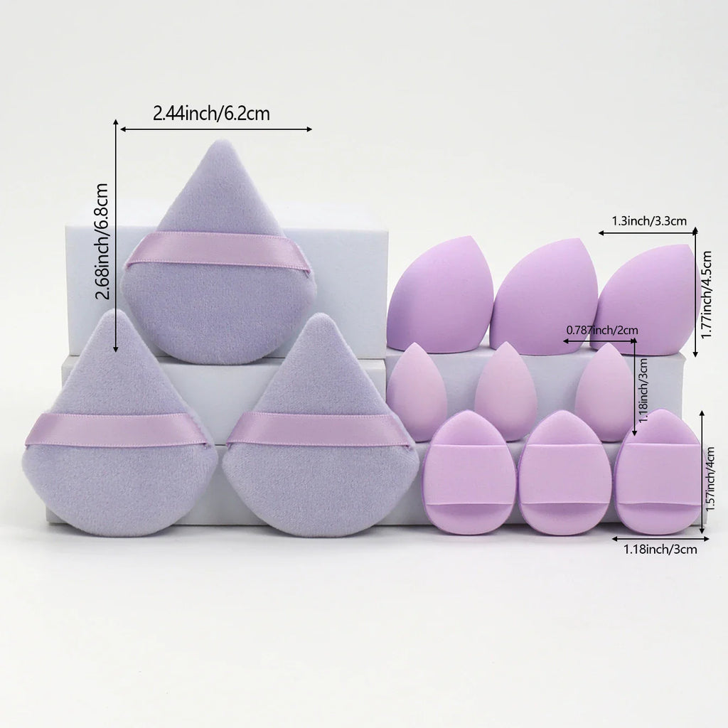 12-Piece Makeup Sponge & Powder Puff Set for Foundation & Loose Powder