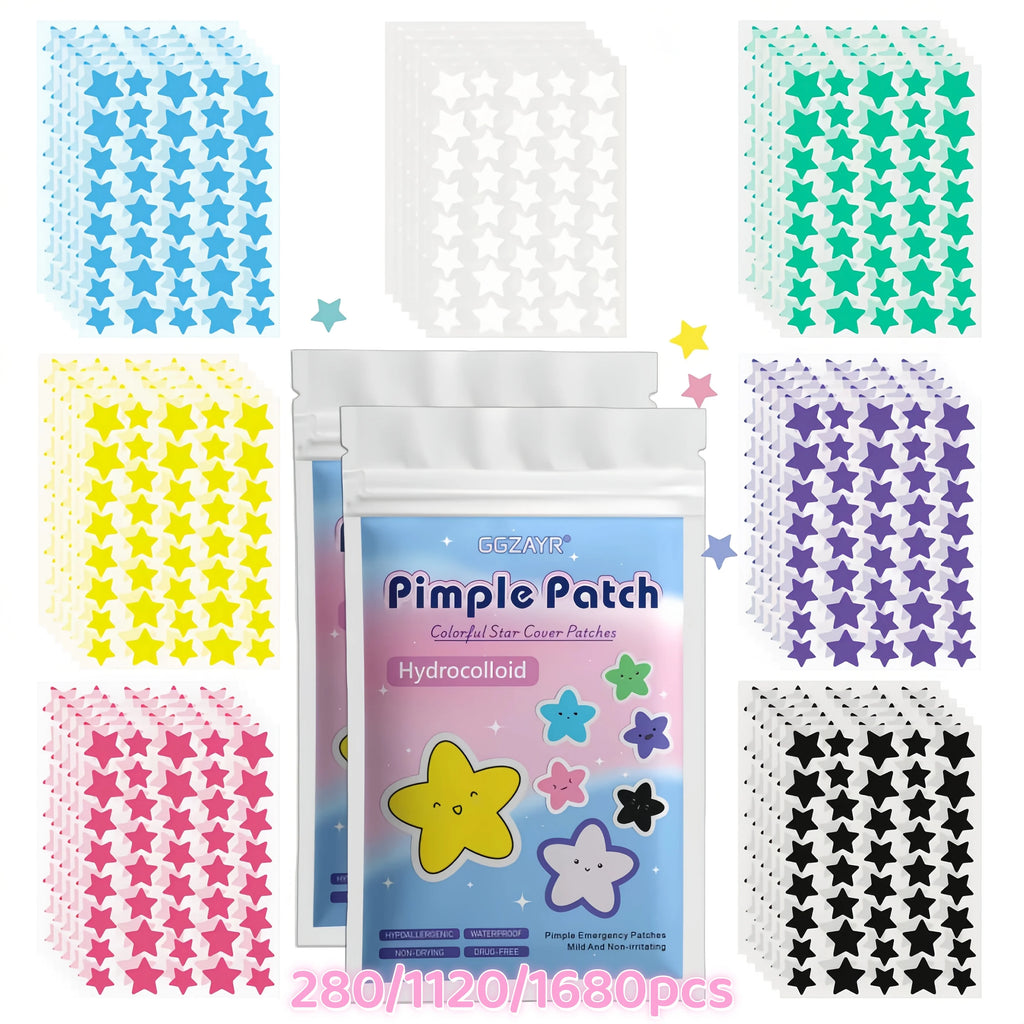 Seven-Color Star Pimple Patch Set – Invisible Hydrocolloid Acne Dots for Gentle Skincare