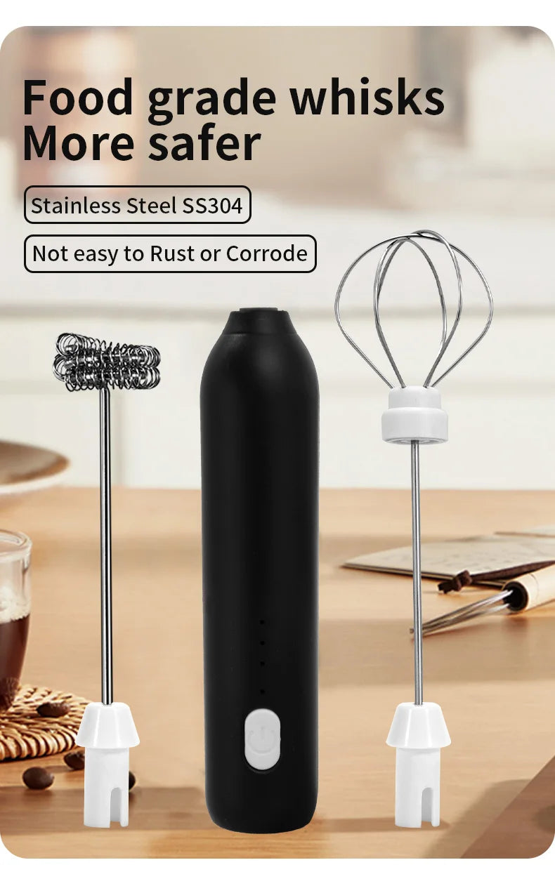Electric Milk Frother & Egg Beater – USB Rechargeable Handheld Whisk