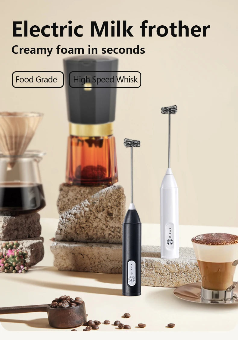 Electric Milk Frother & Egg Beater – USB Rechargeable Handheld Whisk