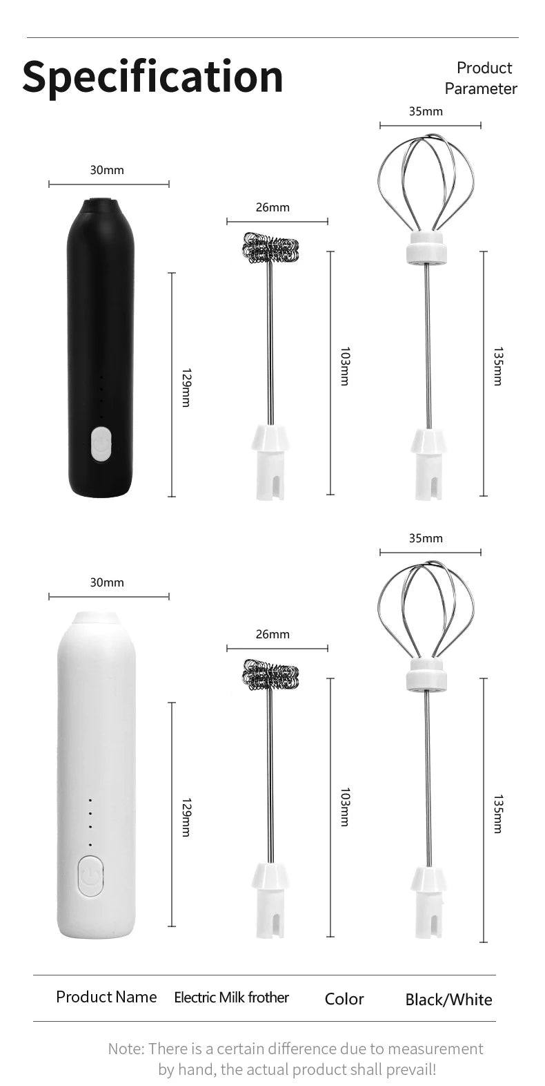 Electric Milk Frother & Egg Beater – USB Rechargeable Handheld Whisk