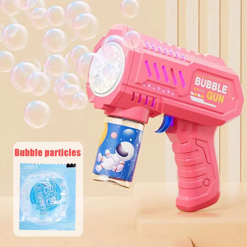 🦖 Light-Up Dinosaur Bubble Gun | Automatic 6-Hole Bubble Maker for Kids ✨