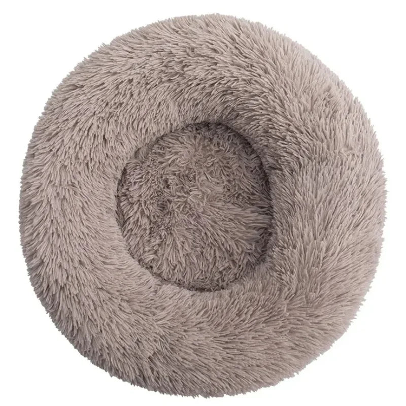 Round Plush Pet Bed – Soft Calming Bed for Dogs & Cats