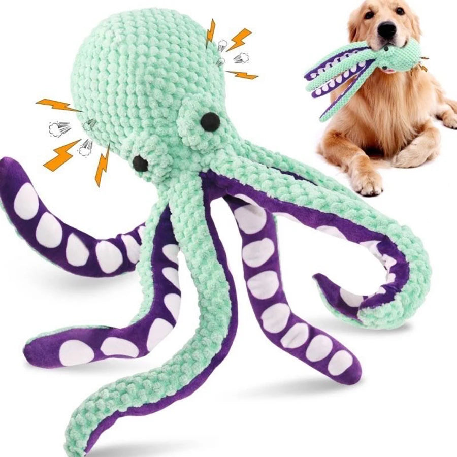 Interactive Plush Octopus Dog Toy – Squeaky Chew Toy for Small & Large Dogs