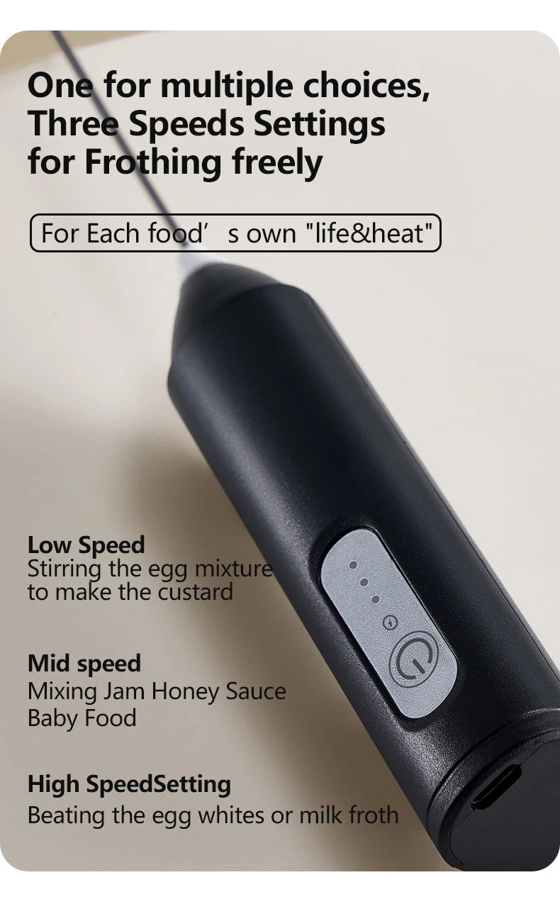 Electric Milk Frother & Egg Beater – USB Rechargeable Handheld Whisk