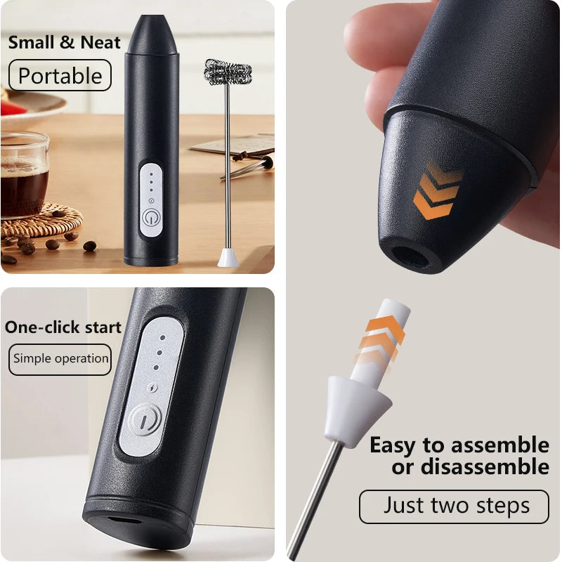 Electric Milk Frother & Egg Beater – USB Rechargeable Handheld Whisk