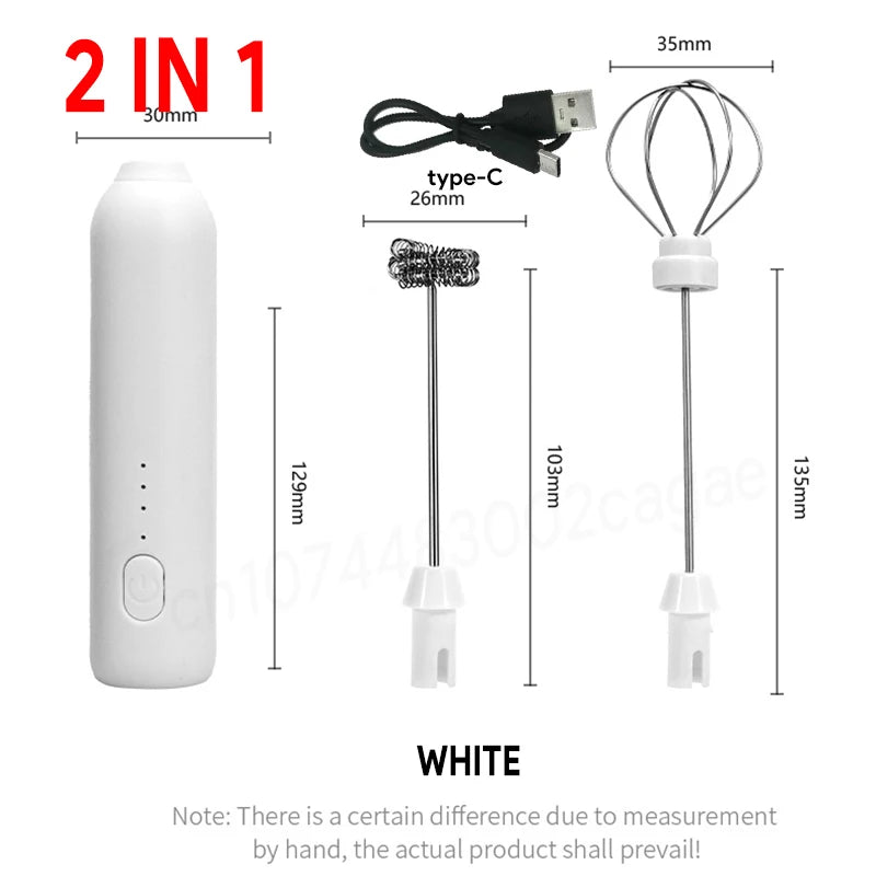 Electric Milk Frother & Egg Beater – USB Rechargeable Handheld Whisk