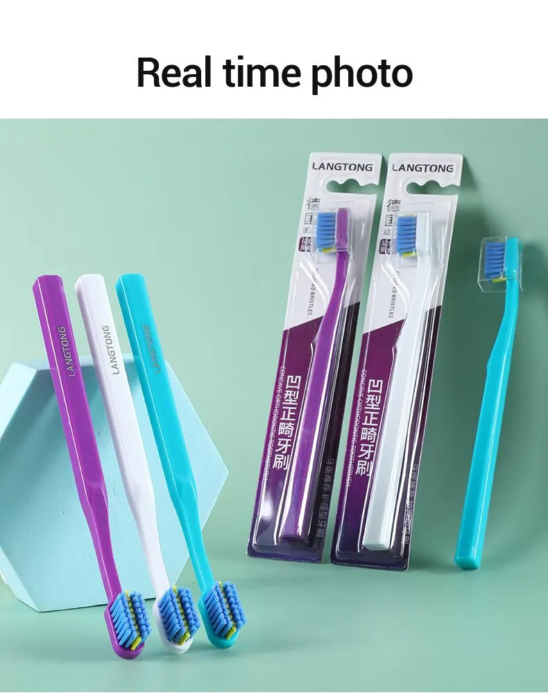 3PCS Orthodontic Soft Bristle Toothbrush Set for Braces Care
