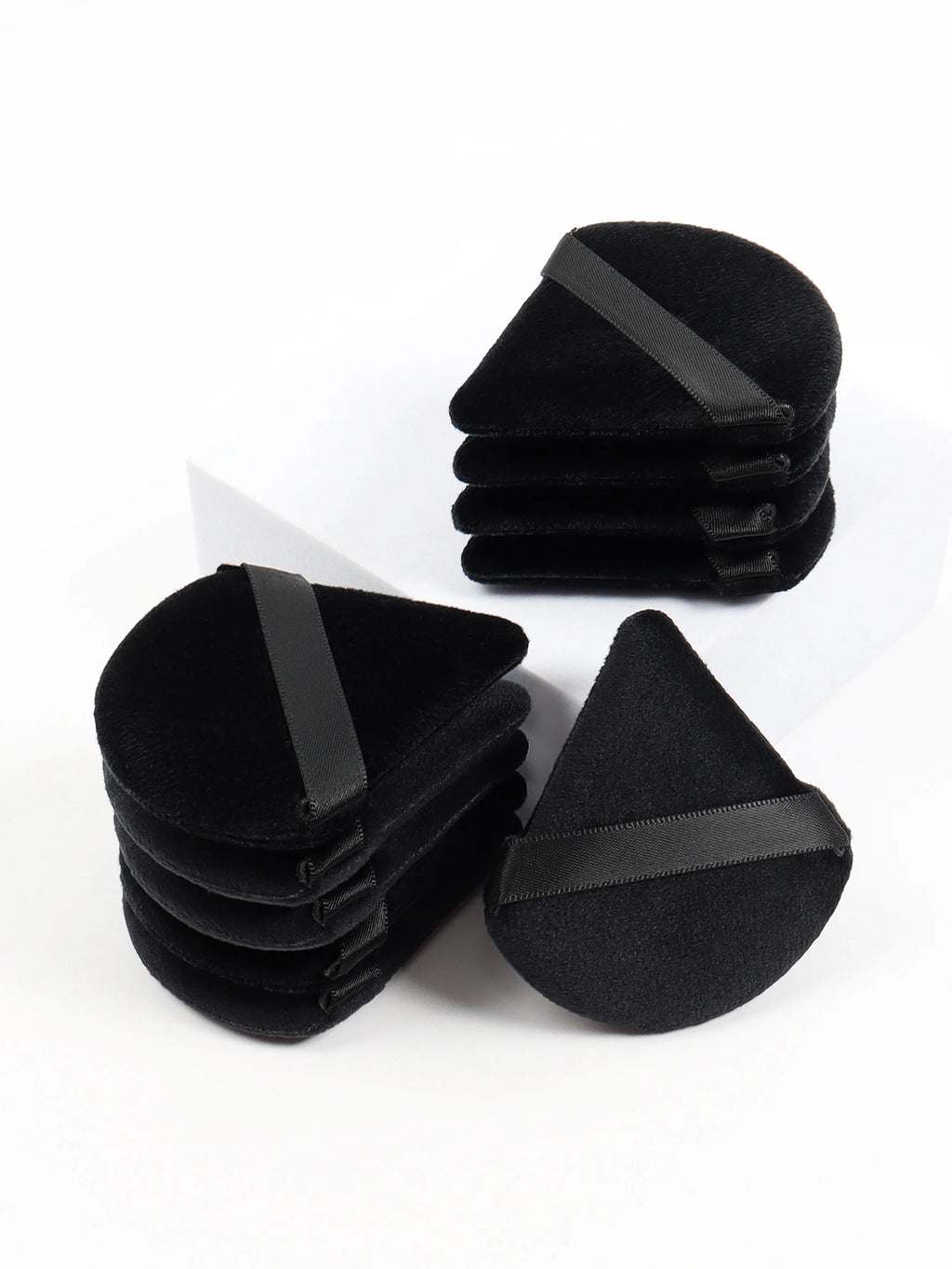 Black Triangle Powder Puff Set – Soft Velvet Makeup Sponge for Foundation & Face Powder