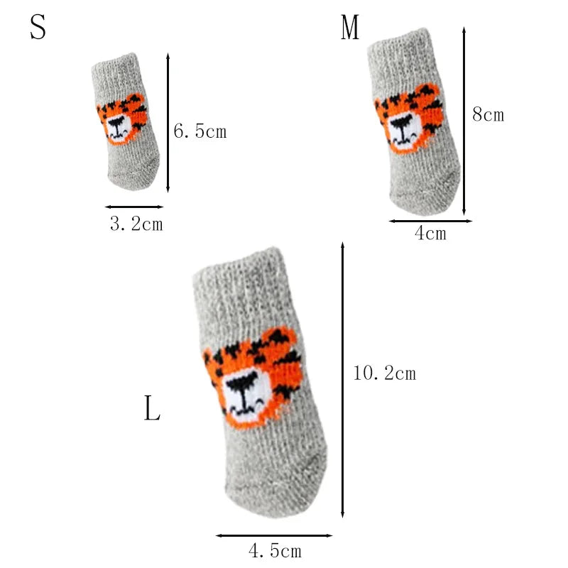 4pcs Winter Pet Socks – Anti-Slip Warm Knit Paw Protector