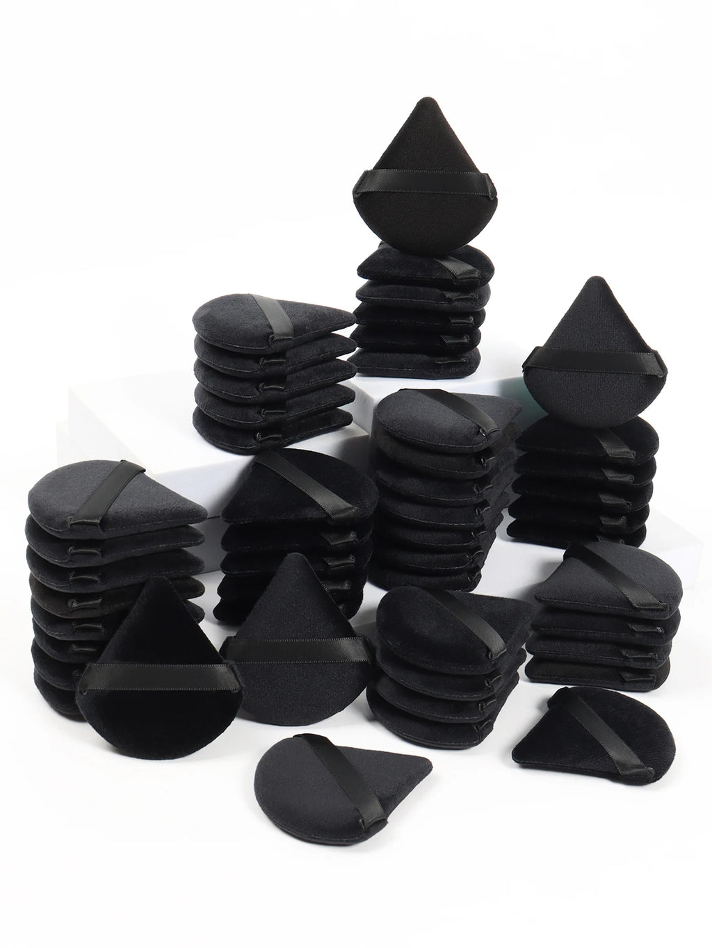 Black Triangle Powder Puff Set – Soft Velvet Makeup Sponge for Foundation & Face Powder