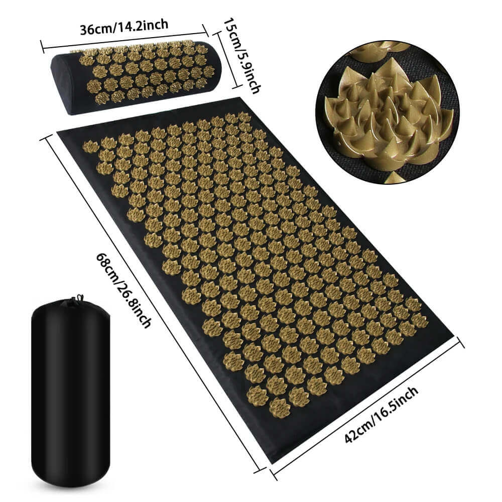 Eco-Linen Acupressure Mat and Pillow Set - Back & Neck Pain Relief